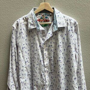 Robert Graham Flower Pattern Long Sleeve button down shirt mens size L
